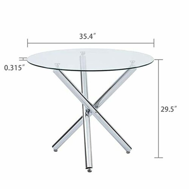 best price breakfast room small round kitchen table modern chromed legs clear glass dining table