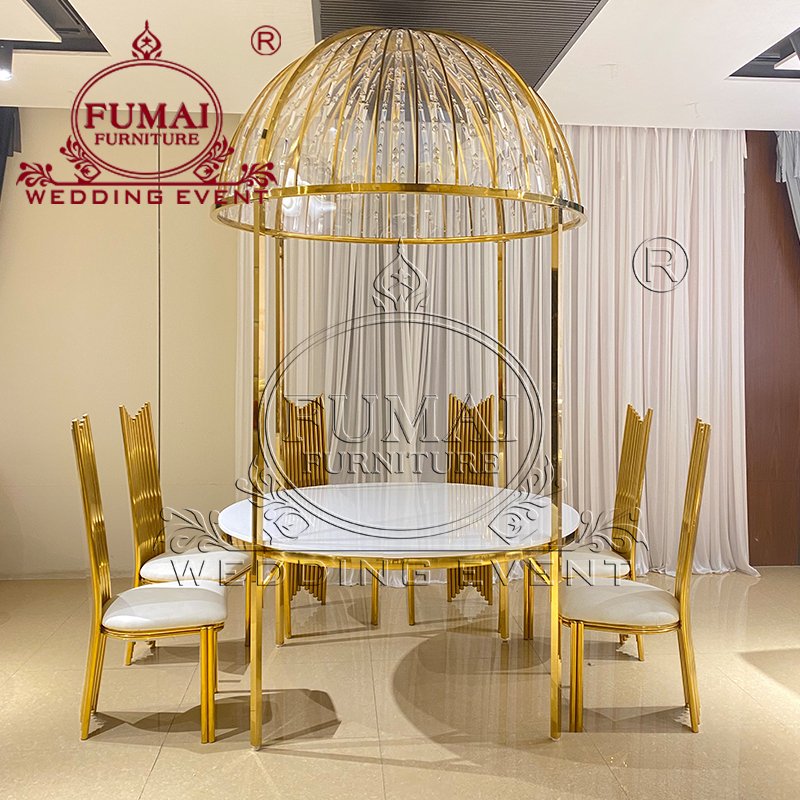 Crystal Dome Stainless Steel Luxury Event Dining Table For Outdoor Wedding