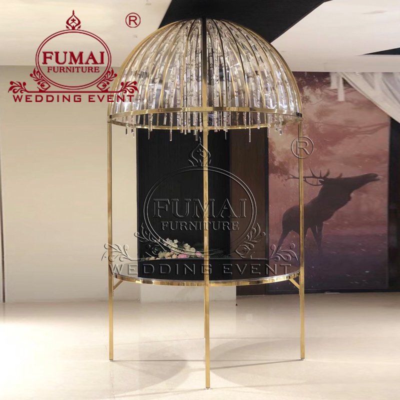 Crystal Dome Stainless Steel Luxury Event Dining Table For Outdoor Wedding