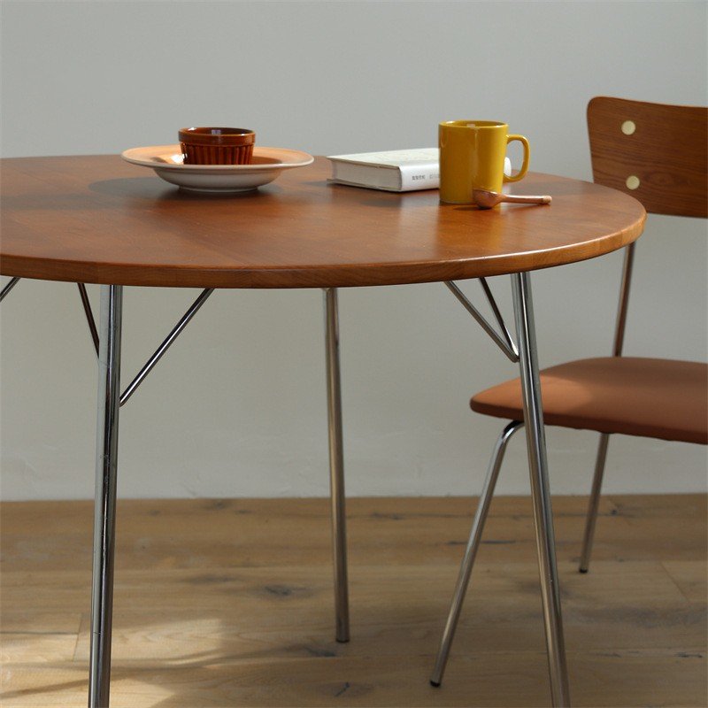 middle century modern dining room metal leg desk living room wooden round table top canteen dining table for cafe restaurant