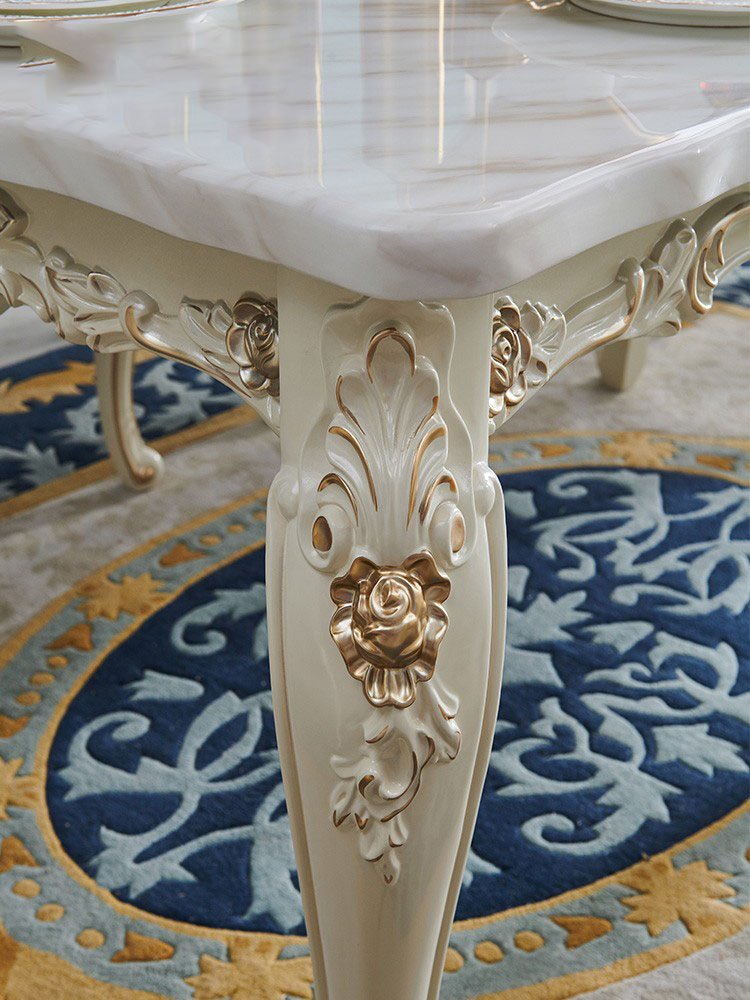 European Dining Table Set Rectangular Small Flat Marble Solid Wood Dining Table Modern Simple Dining Table