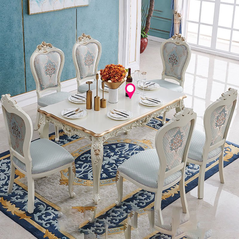 European Dining Table Set Rectangular Small Flat Marble Solid Wood Dining Table Modern Simple Dining Table