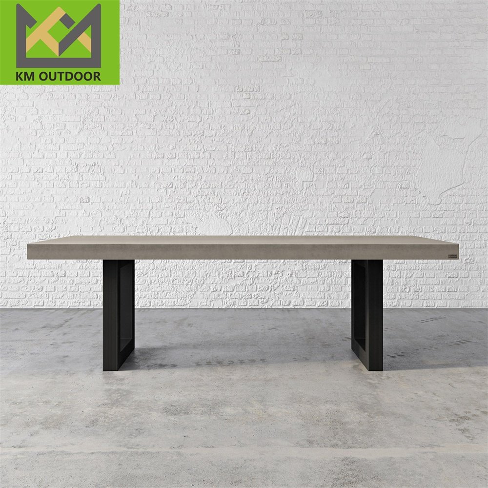 High Quality Hotel Cafe Restaurant Furniture Rectangle Concrete Cement Dining Table Concrete Table