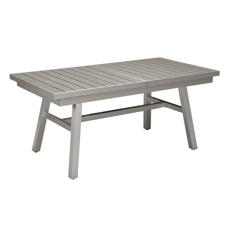 Factory Direct Sale Outdoor Furniture Brushed Aluminum WPC wooden 10 Seater Extensable Dining Table And Dining Chair Garden Set