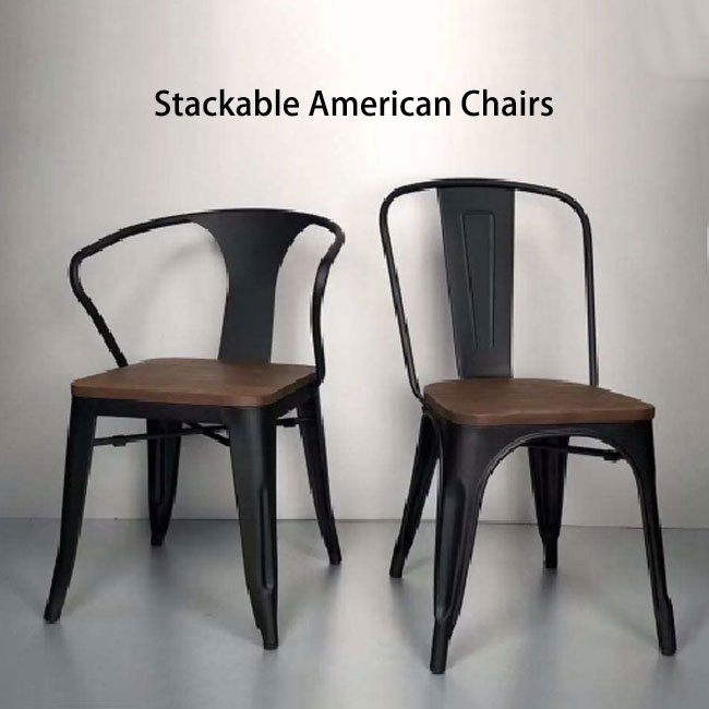 Industrial Style American Restaurant Dining Set Metal Rectangle Table And Chair Sets