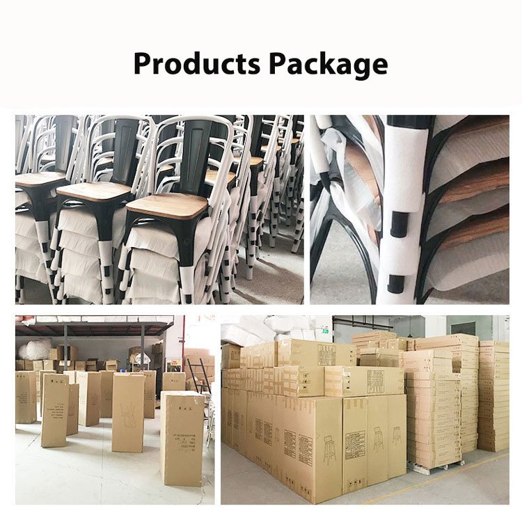 Industrial Style American Restaurant Dining Set Metal Rectangle Table And Chair Sets