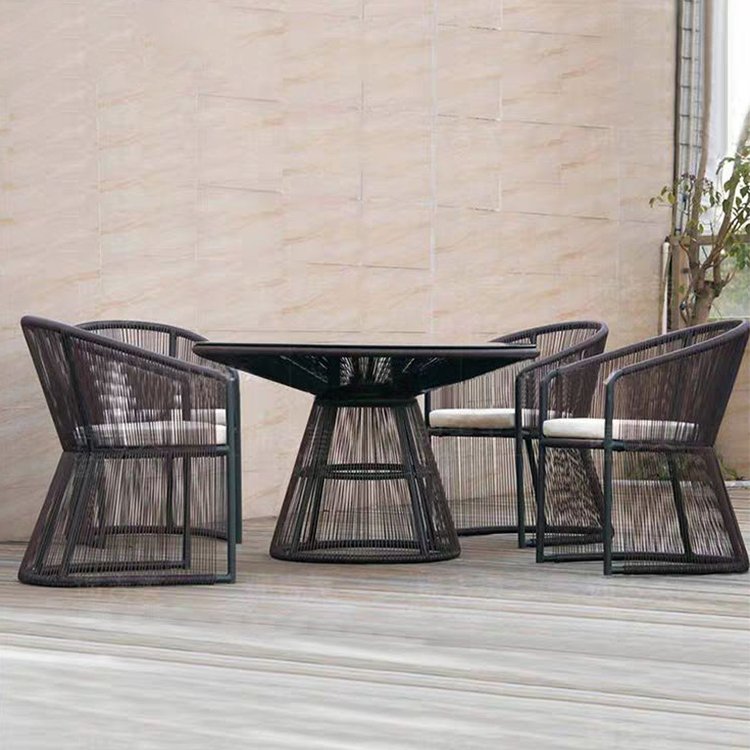 french garden outdoor restaurant woven wicker side rattan coffee dining tables chairs sets furniture rattan natural