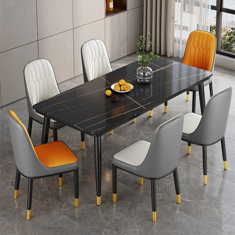 Luxury Design Dining Room Table Home Furniture Set for 6 Seater Chairs with Marble Top Modern Style Minimalist Home 1pc/ctn