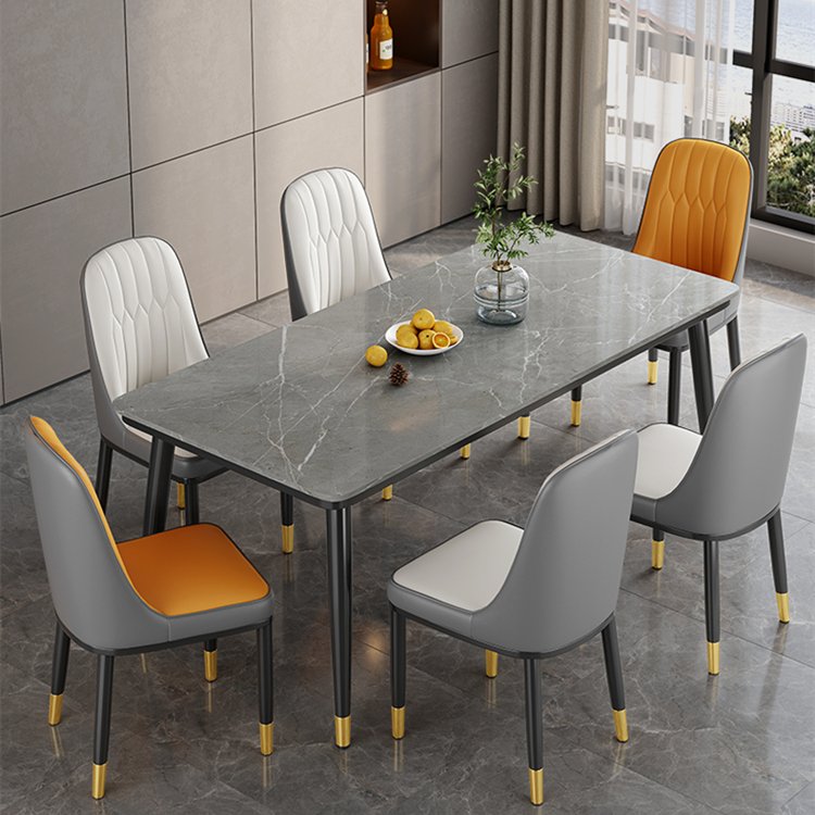 Luxury Design Dining Room Table Home Furniture Set for 6 Seater Chairs with Marble Top Modern Style Minimalist Home 1pc/ctn