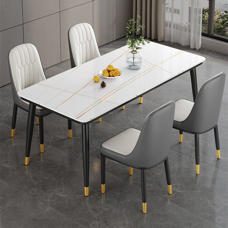 Luxury Design Dining Room Table Home Furniture Set for 6 Seater Chairs with Marble Top Modern Style Minimalist Home 1pc/ctn