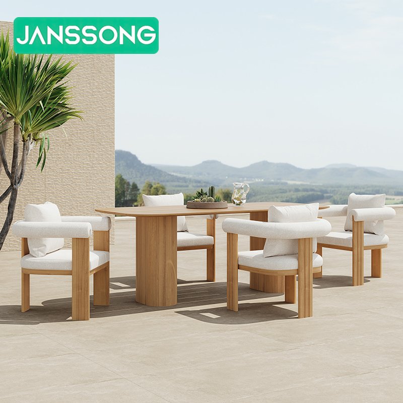 Garden Table and Chairs Luxury Teak Wood Outdoor Dining Tables Resort Outdoor Table Hotel Outdoor Dining Set Garden Furniture