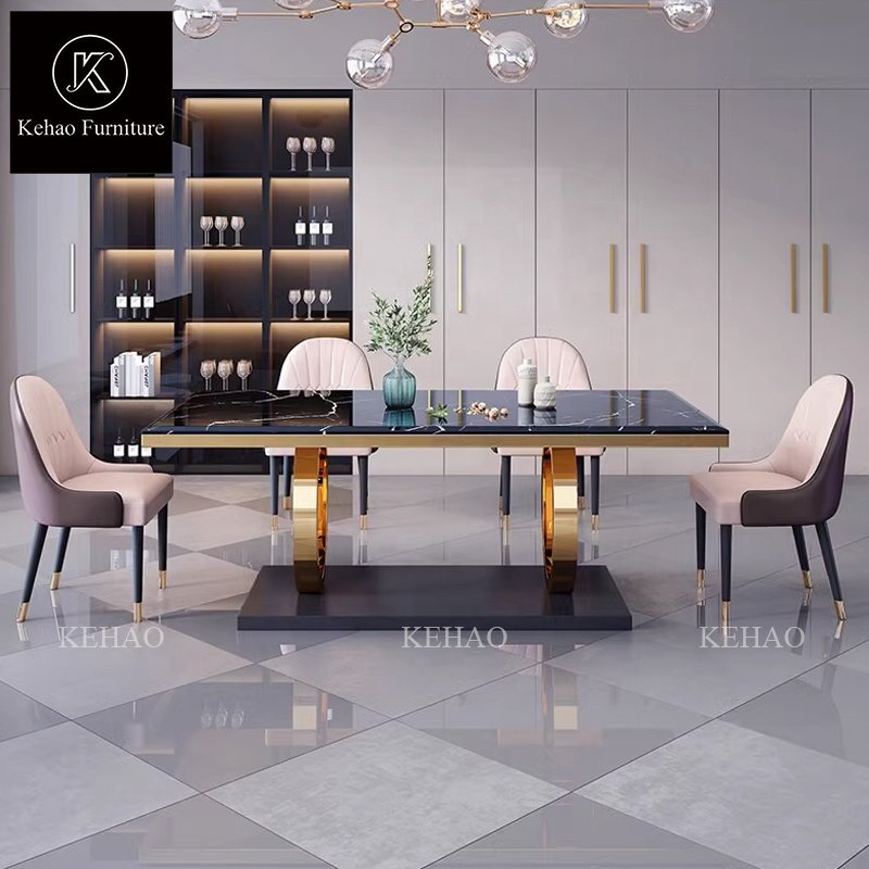 Modern Dining Room Furniture Nordic Rectangular Luxury Marble Dining Table Dining Table Set With Chairs For Sale