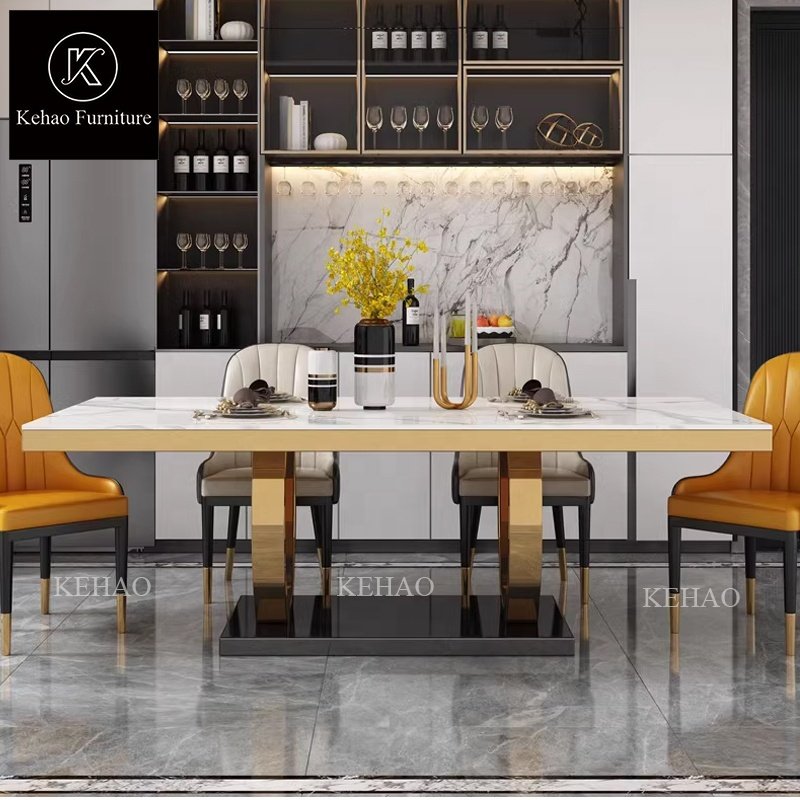Modern Dining Room Furniture Nordic Rectangular Luxury Marble Dining Table Dining Table Set With Chairs For Sale
