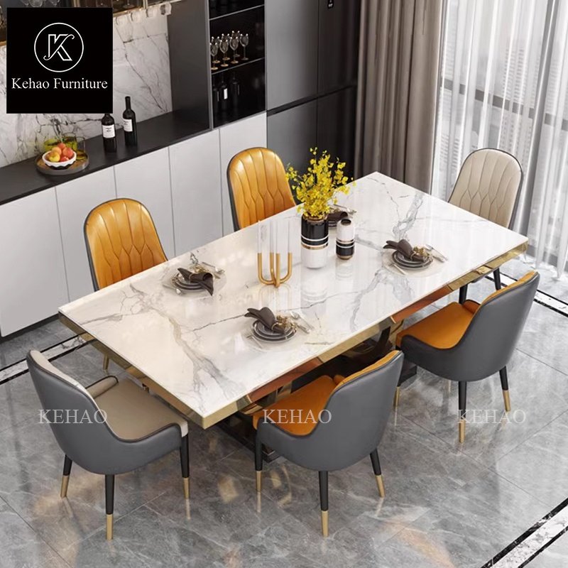 Modern Dining Room Furniture Nordic Rectangular Luxury Marble Dining Table Dining Table Set With Chairs For Sale