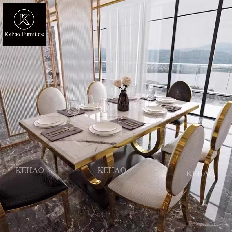 Modern Dining Room Furniture Nordic Rectangular Luxury Marble Dining Table Dining Table Set With Chairs For Sale