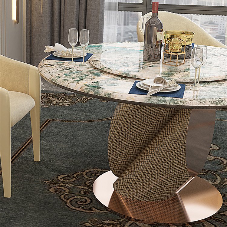 Furnistyle Minimalist modern design dining room furniture coffee house dining chairs nordic oval round dining table set 4 chairs