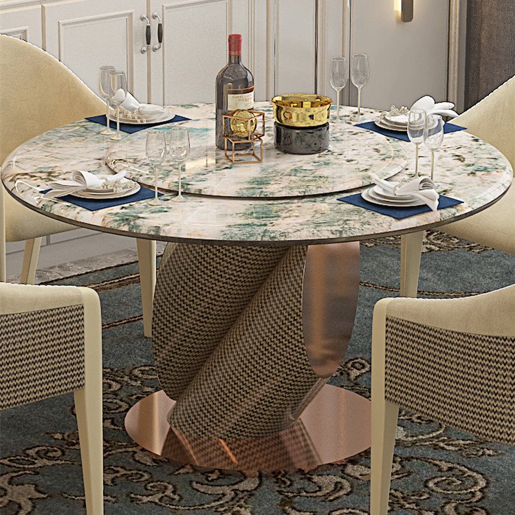 Furnistyle Minimalist modern design dining room furniture coffee house dining chairs nordic oval round dining table set 4 chairs