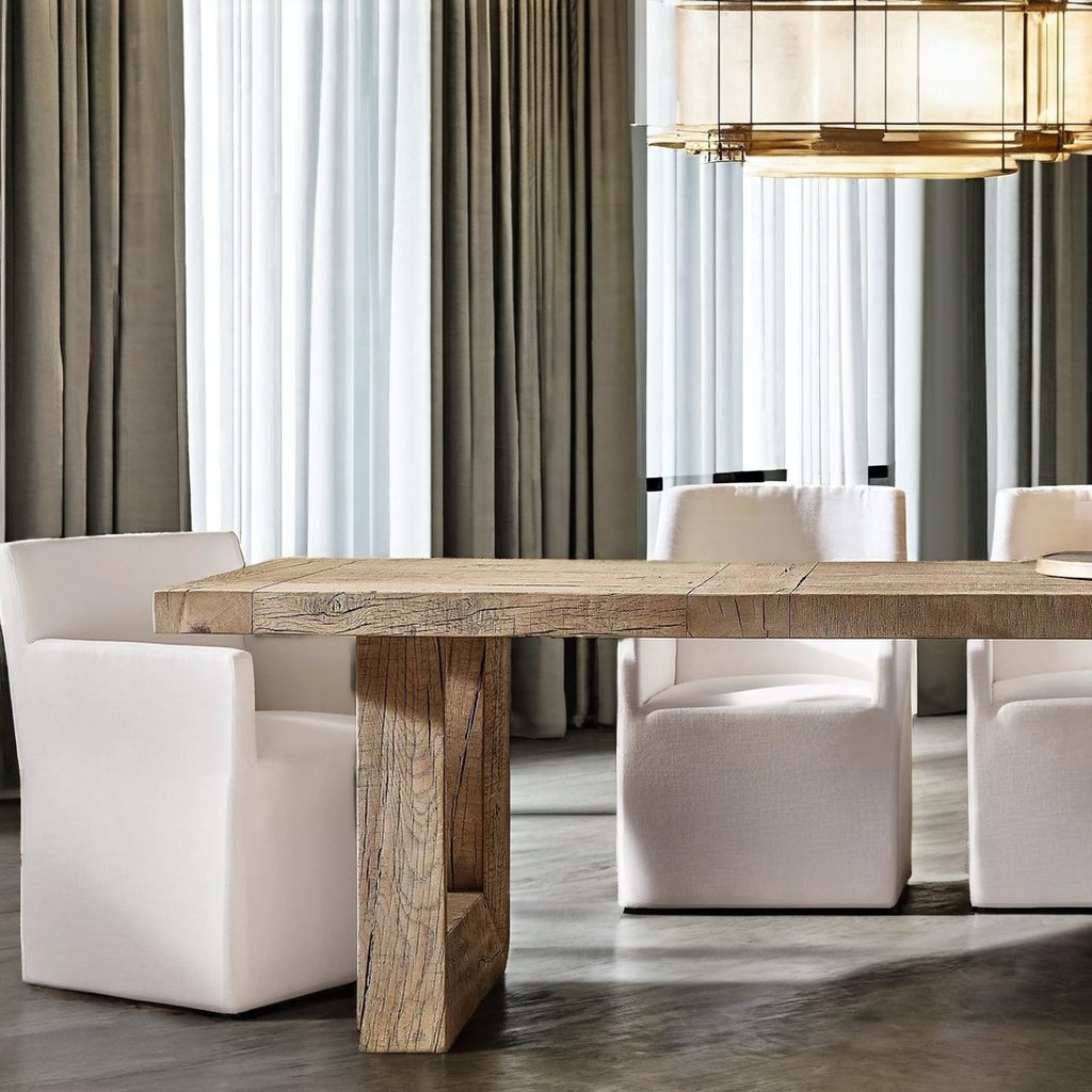 Luxury Furniture Dining Tables Rectangular Dining Table Set Wood Oak Solid Wooden Table