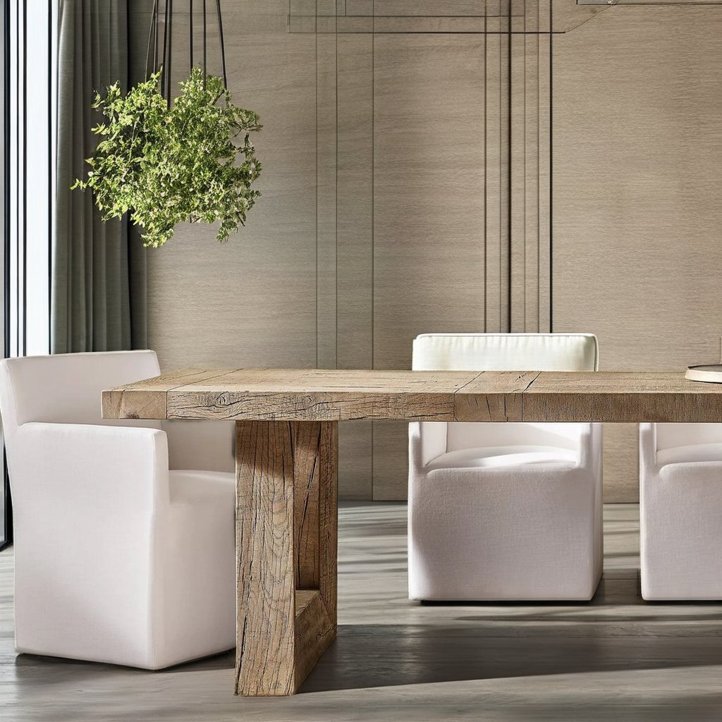 Luxury Furniture Dining Tables Rectangular Dining Table Set Wood Oak Solid Wooden Table