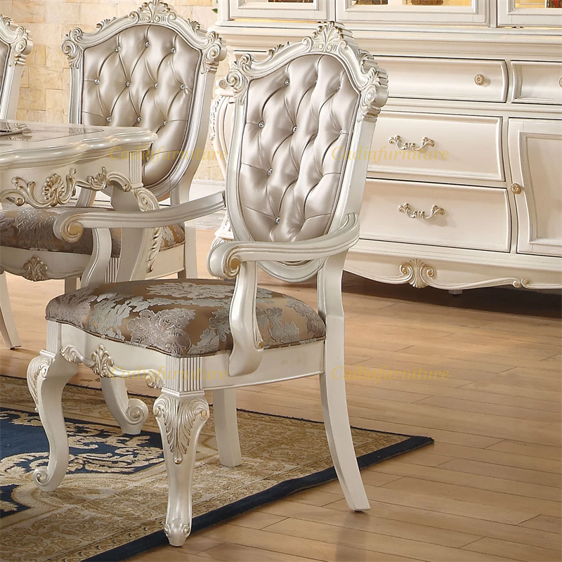 French traditional design wooden Dining table with 6 chairs dining room table