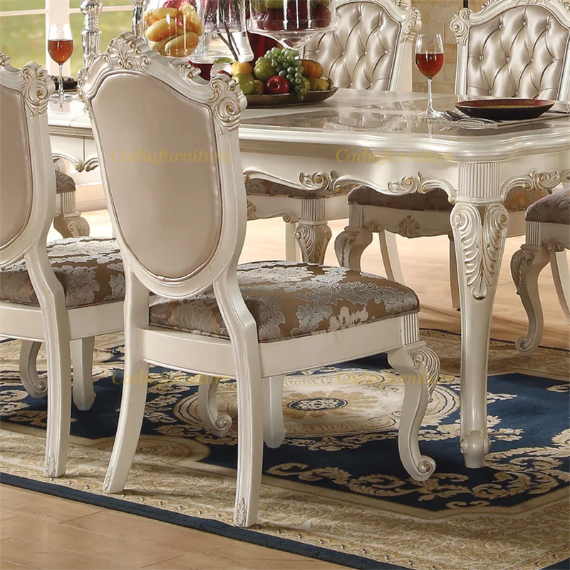 French traditional design wooden Dining table with 6 chairs dining room table