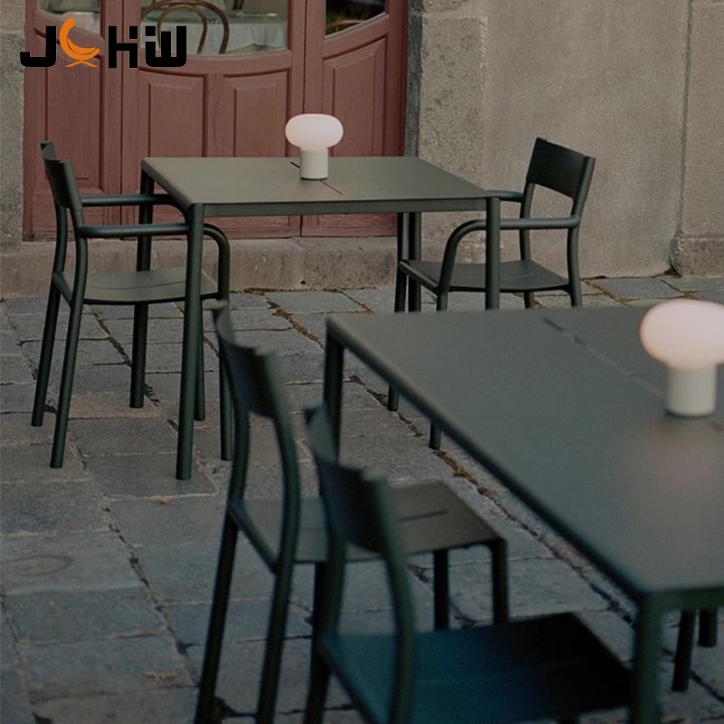 Nordic Courtyard Garden Chair Modern Outdoor Dining Table Set Aluminium Coffee Shop Restaurant Chairs