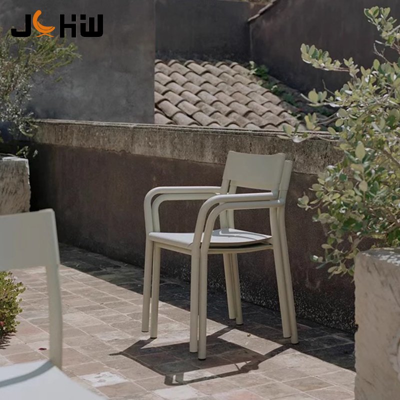 Nordic Courtyard Garden Chair Modern Outdoor Dining Table Set Aluminium Coffee Shop Restaurant Chairs