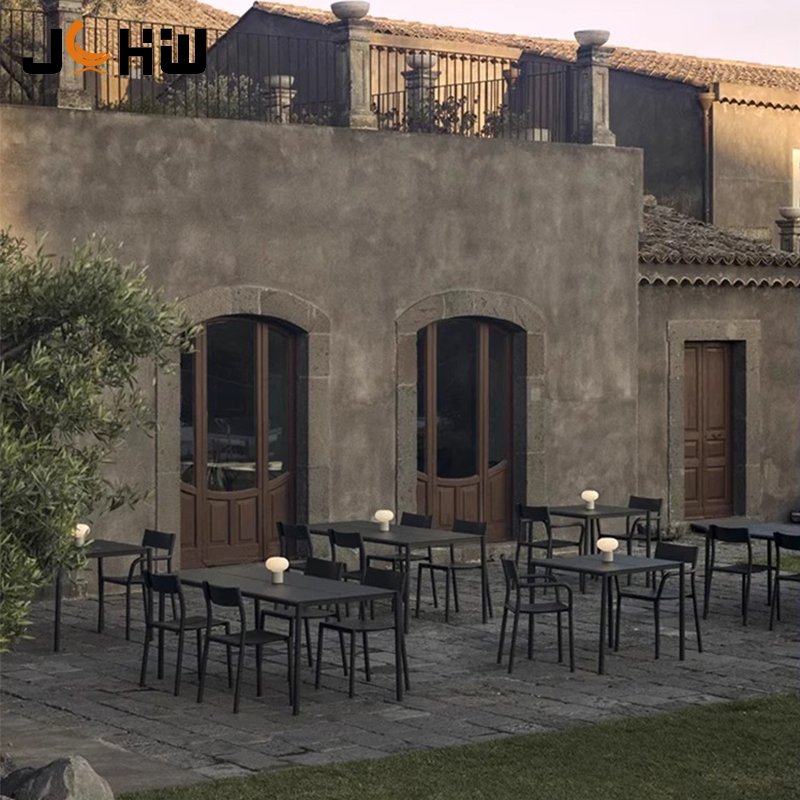 Nordic Courtyard Garden Chair Modern Outdoor Dining Table Set Aluminium Coffee Shop Restaurant Chairs