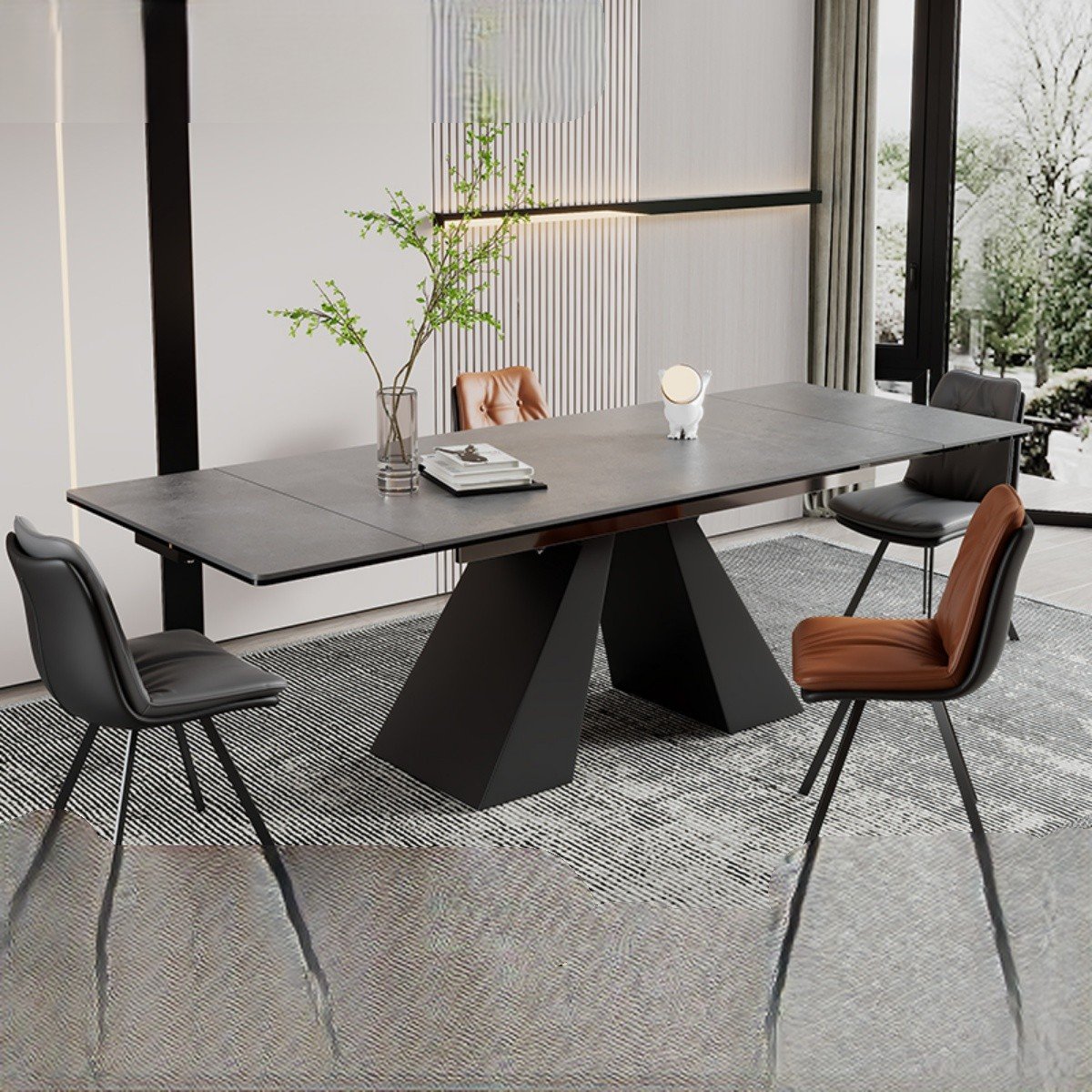 Restaurant Dining Table Furniture Set Custom Manufacturer Outdoor Rattan And Solid Wood Plank Luxury Modern home