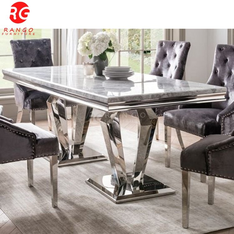 Marble Dining Table With 6 Chairs For Home Product with imperial grey marble texture