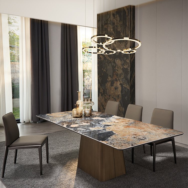 Hot sell Rectangular marble table Sintered Stone dining room table and chairs set for home dinner table