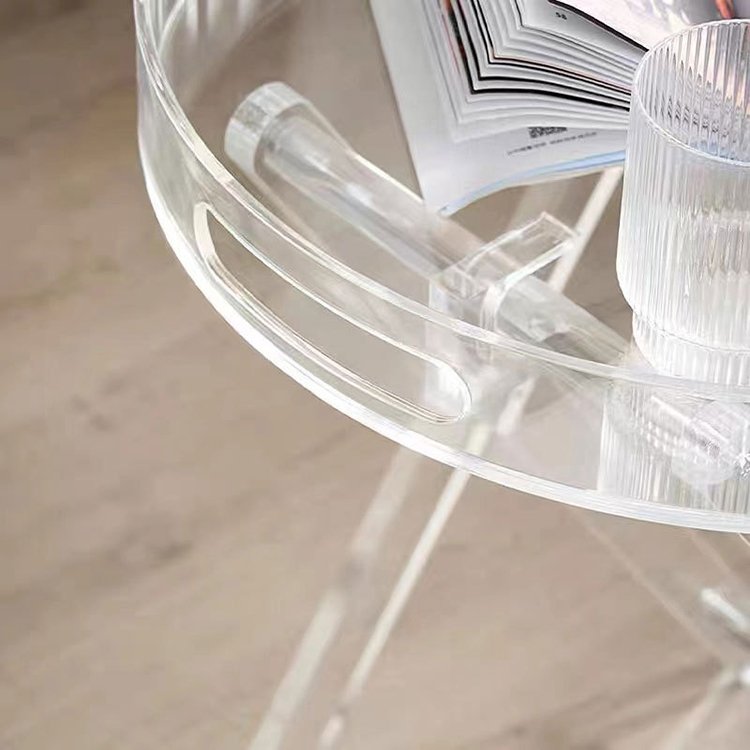 Clear acrylic small folding table rolling tray table kitchen bedroom lobby Bar serving table