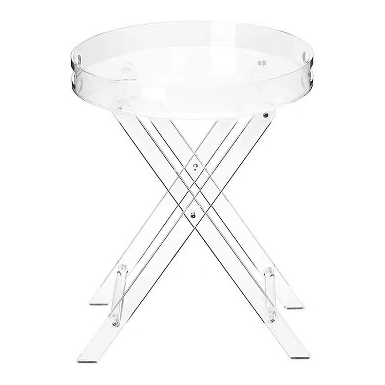 Clear acrylic small folding table rolling tray table kitchen bedroom lobby Bar serving table