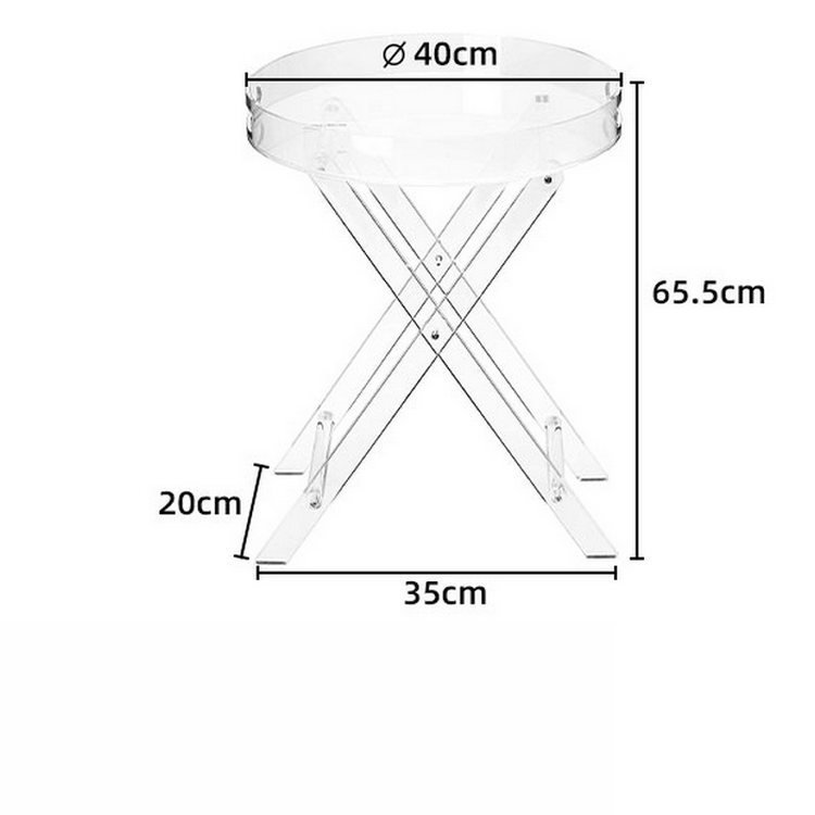 Clear acrylic small folding table rolling tray table kitchen bedroom lobby Bar serving table