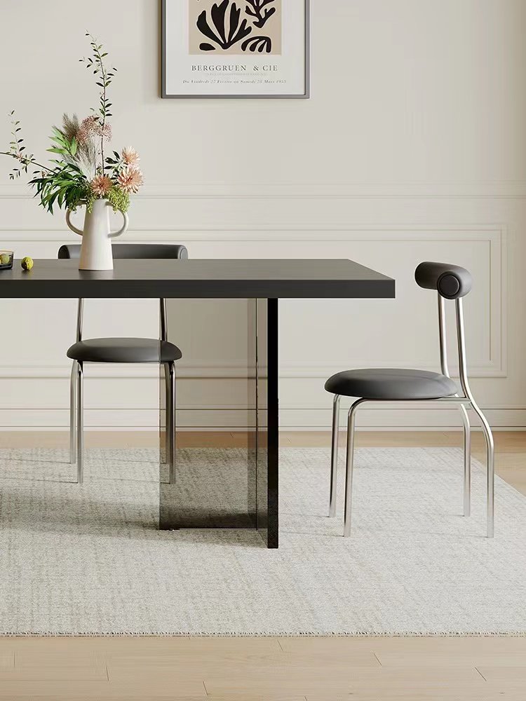 Acrylic table suspension marble top table modern simple Designer creativity rectangular black marble dining table