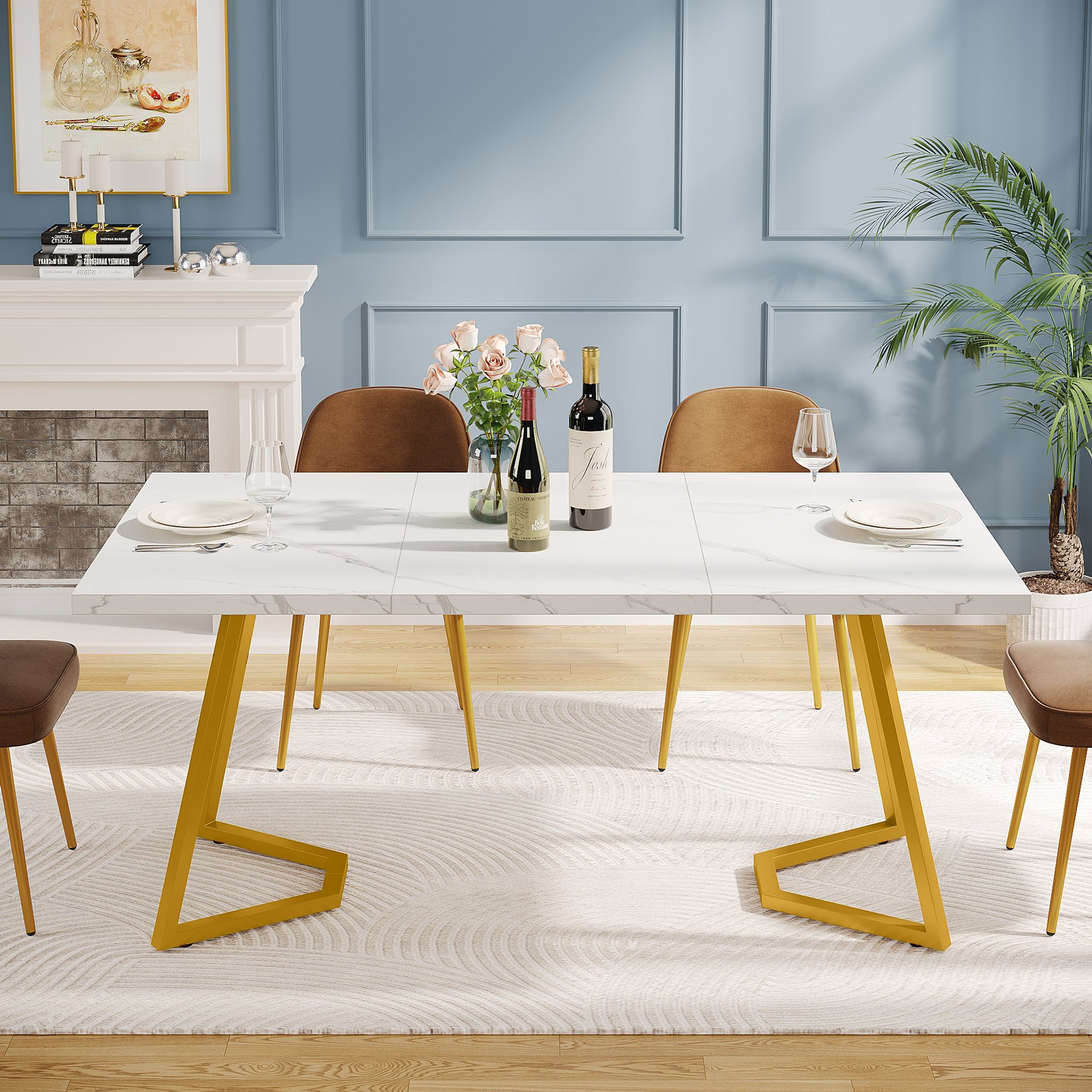 High Quality Italian Gold Nordic Marble Luxury Modern Dining Table