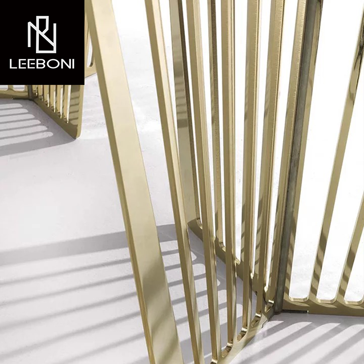 Luxury Marble Top Dining Table Set with Gold Stainless Steel Base for Dining Room Furniture