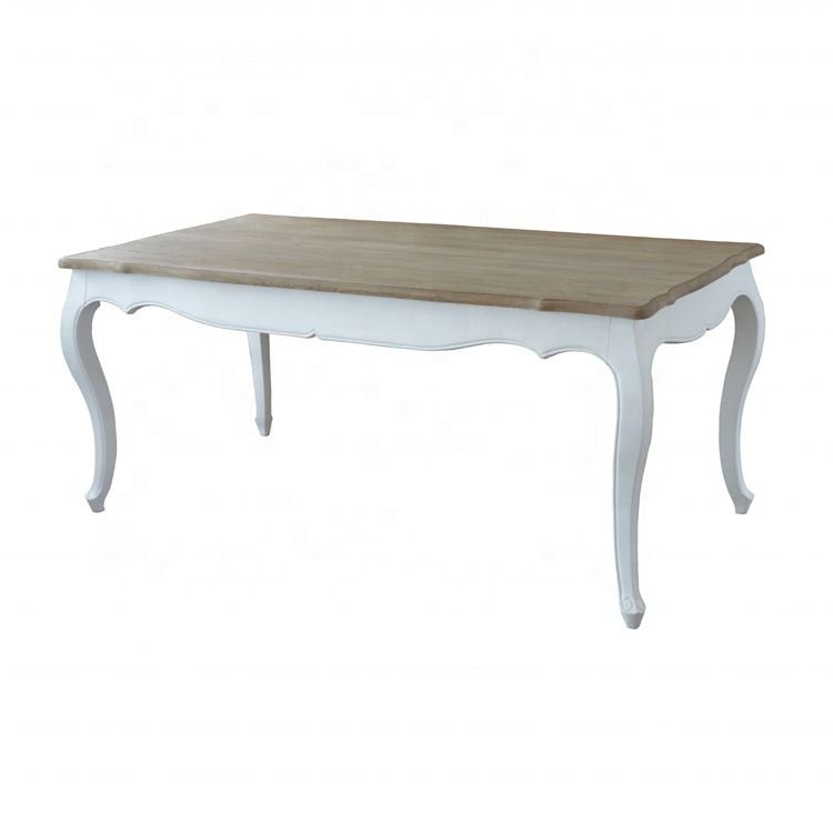 D1609-240 European Style Luxury Wood Rectangular Dining Table with Curved Legs