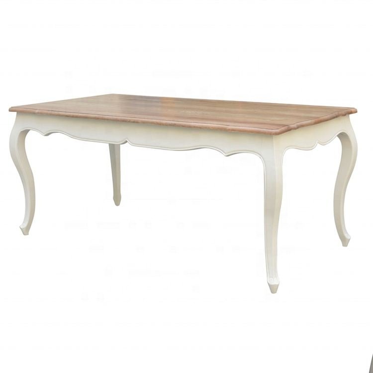 D1609-240 European Style Luxury Wood Rectangular Dining Table with Curved Legs