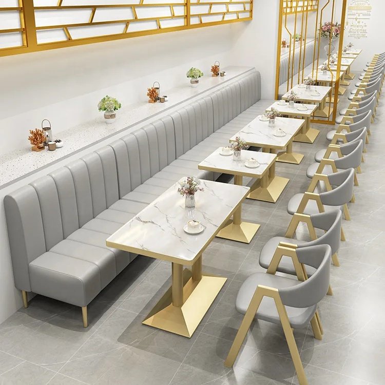XY Best Light Luxury Tables and Chairs for Commercial Restaurant Furniture - Cafe Booth Bench Seating for Coffee Shop