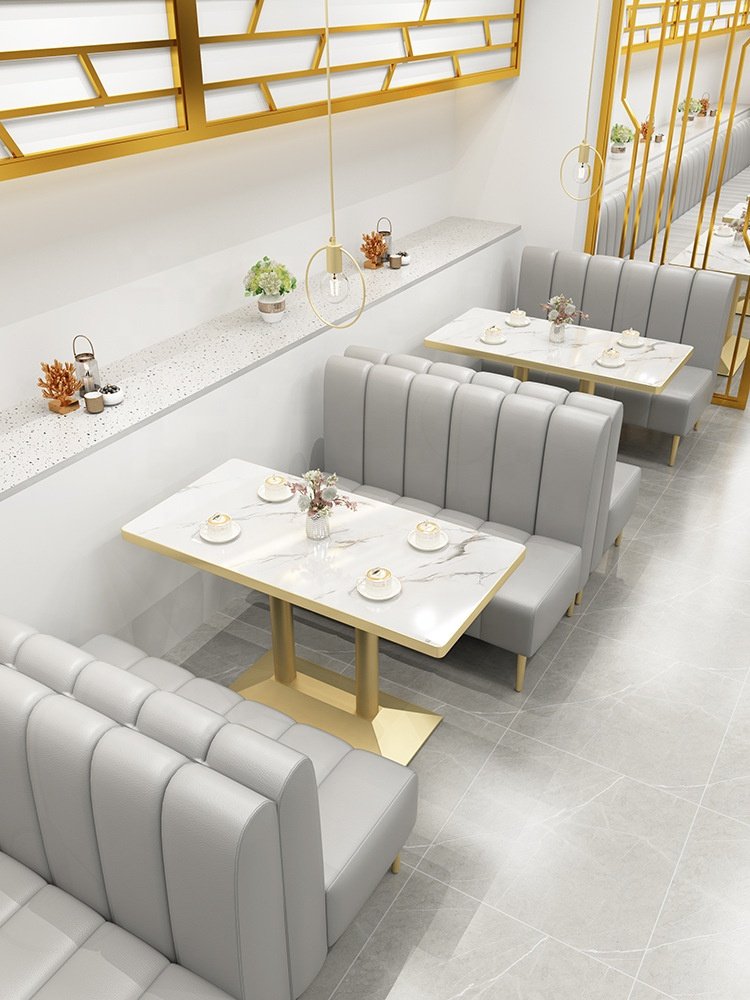 XY Best Light Luxury Tables and Chairs for Commercial Restaurant Furniture - Cafe Booth Bench Seating for Coffee Shop