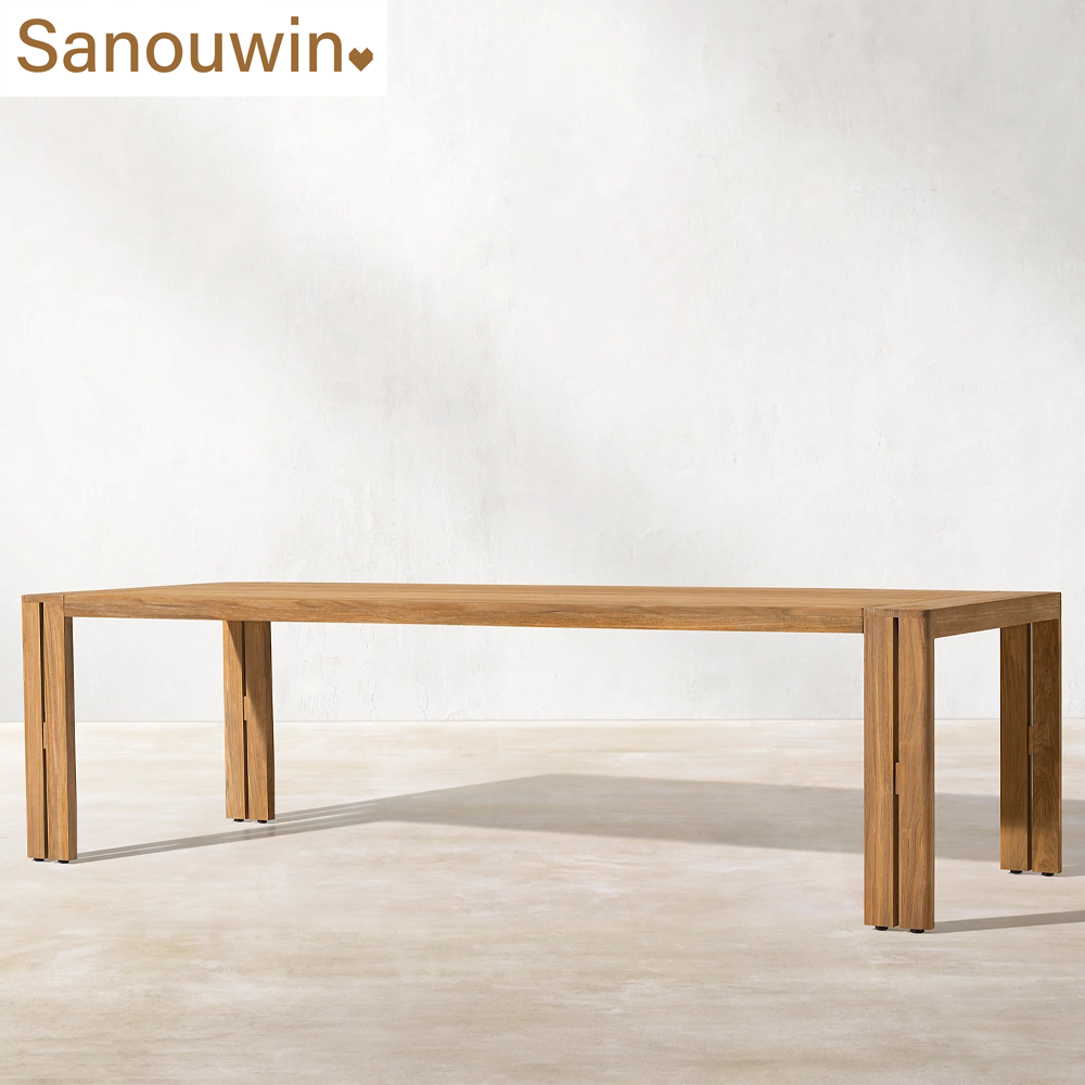 Latest Popular Design Outdoor Teak Wood Dining Set Luxurious Style Solid Teak Wood Dining Table And Chair For Home Hotel.