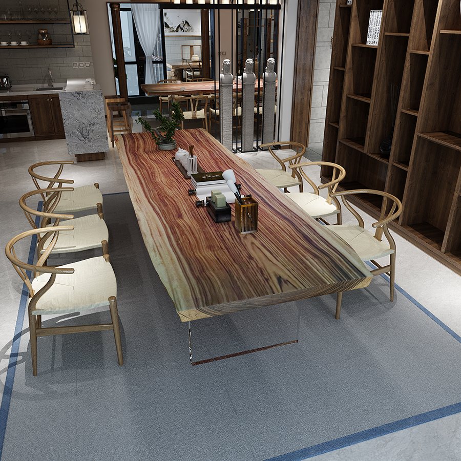 factory wholesale irregular shaped wood dining table top live edge solid Zebra wood slab