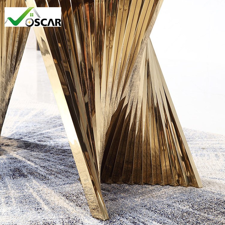 Hot Selling Luxury Stainless Steel Faux Marble Top Dining Room Set Dining Table with Chair For Restaurant Hotel
