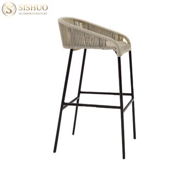 Outdoor chair and table garden patio table aluminum frame high chairs furniture outdoor stools woven rope bar chairs