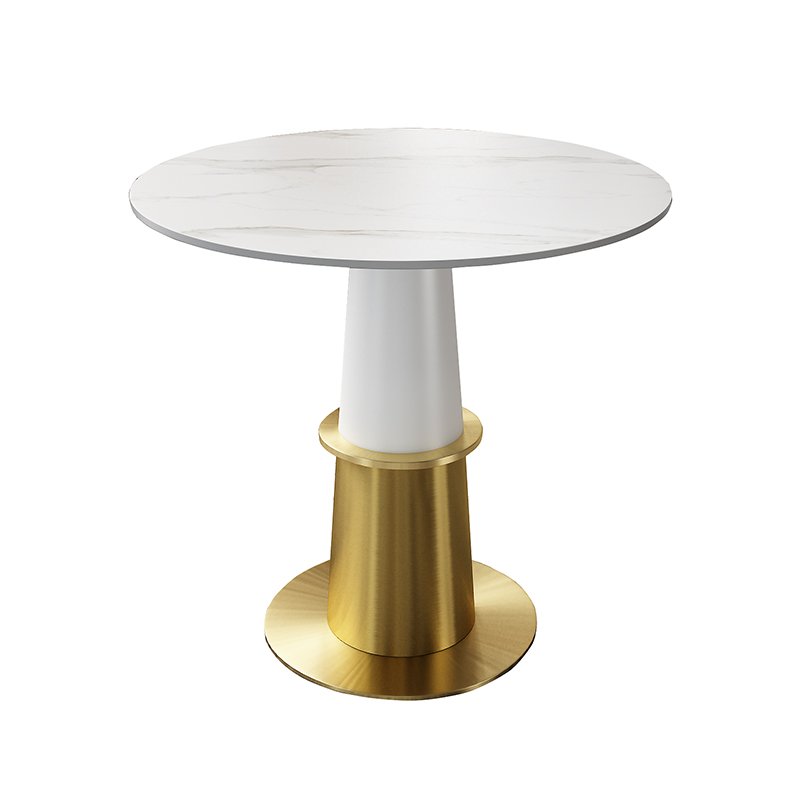 Restaurant Marble Dining Table Luxury Golden Stainless Steel Stone Table Sets For Cafe Hotel Coffee Shop Bar Fast Food Outdoor