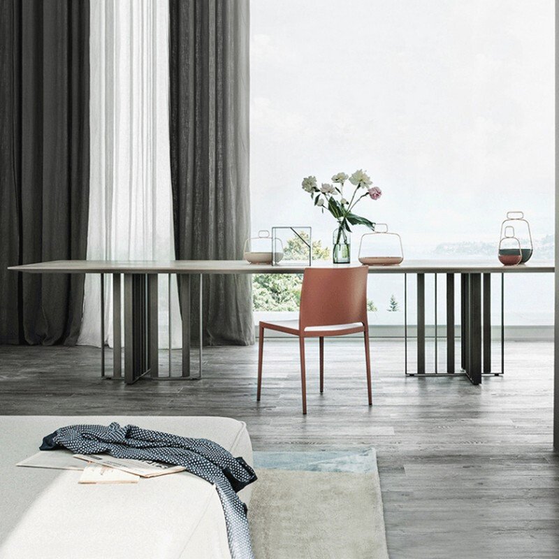 OKF New design Italian minimalist style high hardness designer sintered stone slate rectangle dining table room furniture