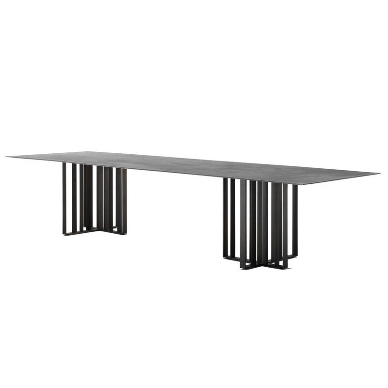 OKF New design Italian minimalist style high hardness designer sintered stone slate rectangle dining table room furniture