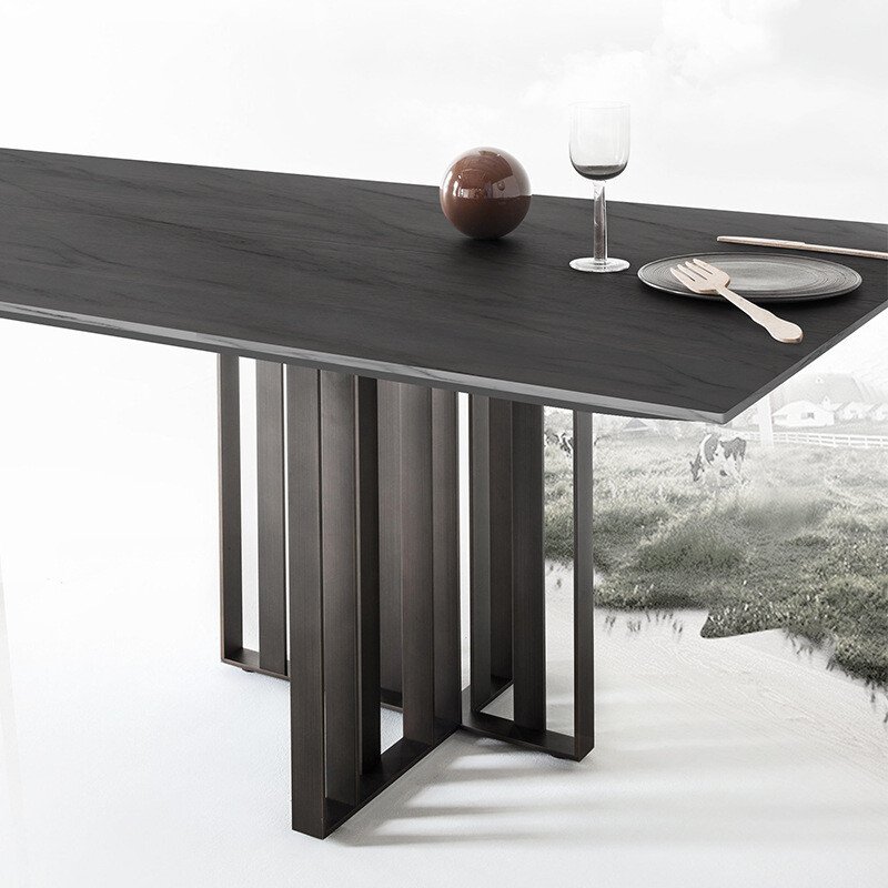 OKF New design Italian minimalist style high hardness designer sintered stone slate rectangle dining table room furniture