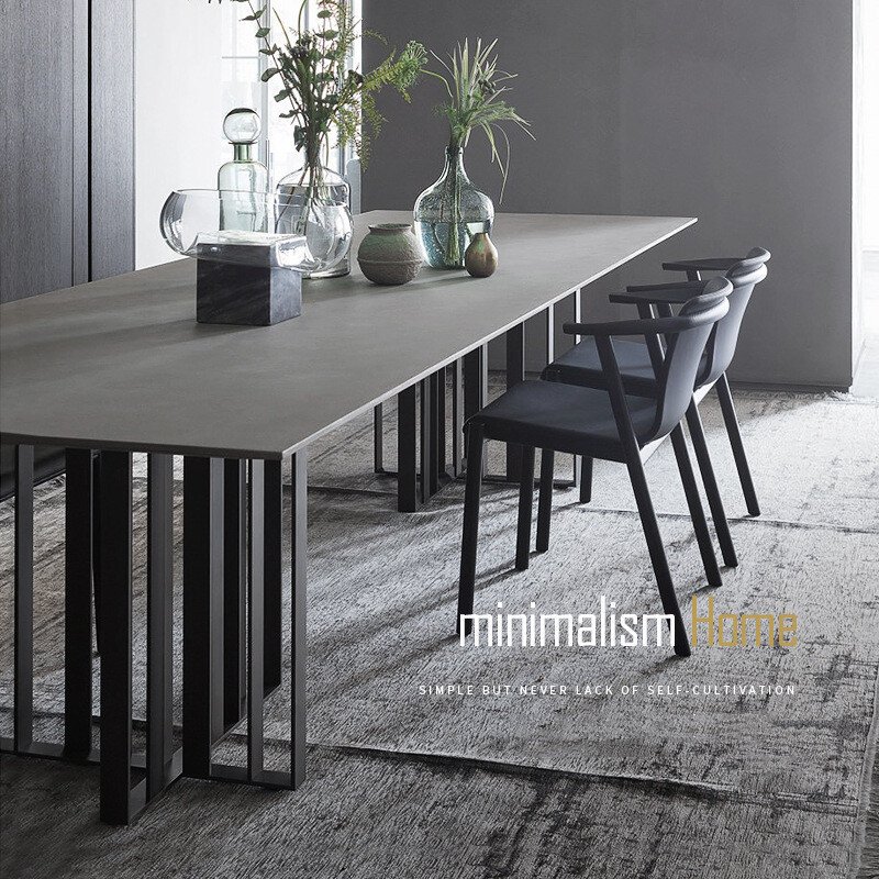 OKF New design Italian minimalist style high hardness designer sintered stone slate rectangle dining table room furniture